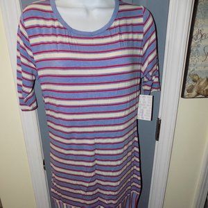 LuLaRoe Red/White/Blue Striped Print Julia Dress